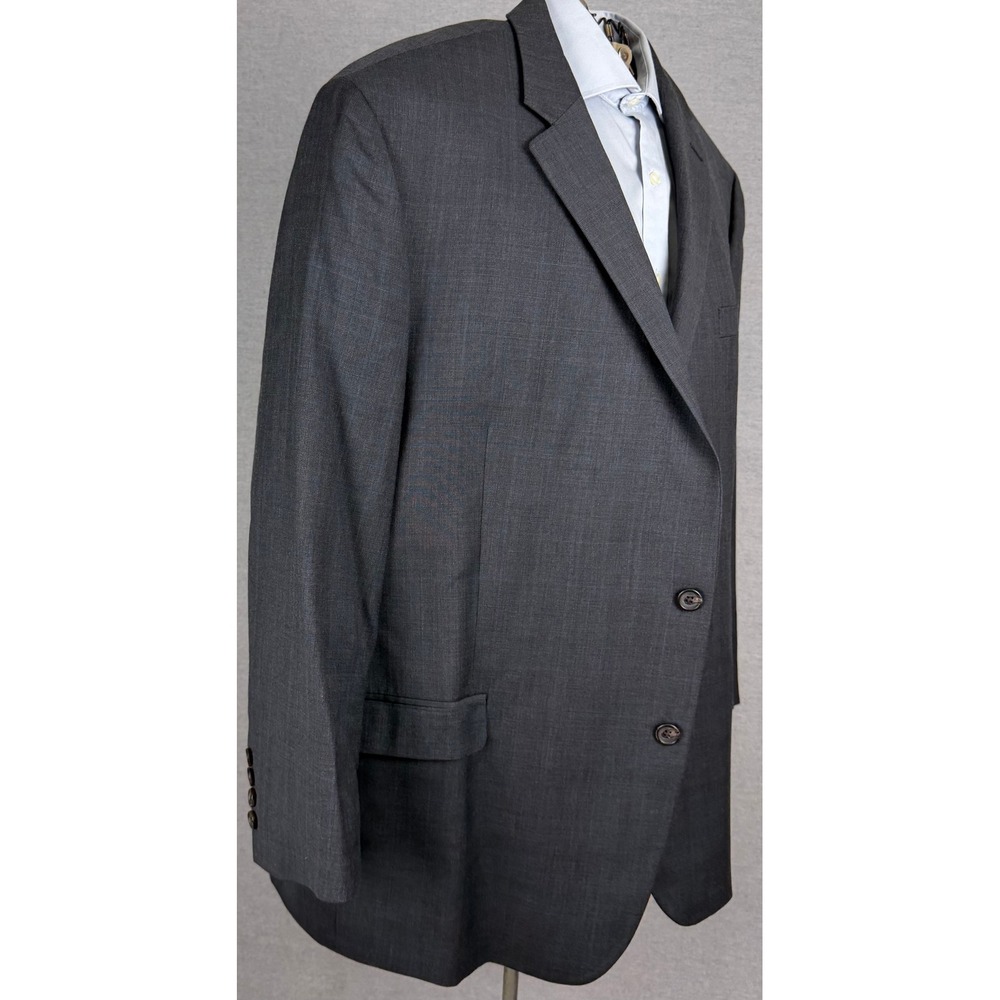 Ralph Lauren Mens 50R Blazer Charcoal Gray Blue Glen Plaid 100% Wool Coat